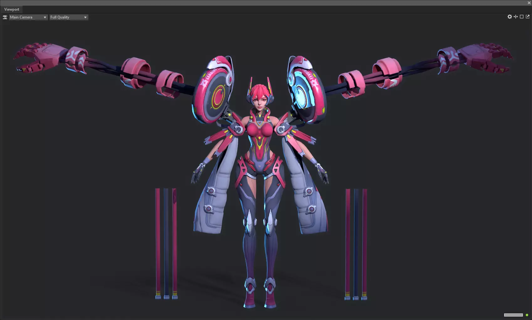 Mechanical girl Low-poly 3D model_0
