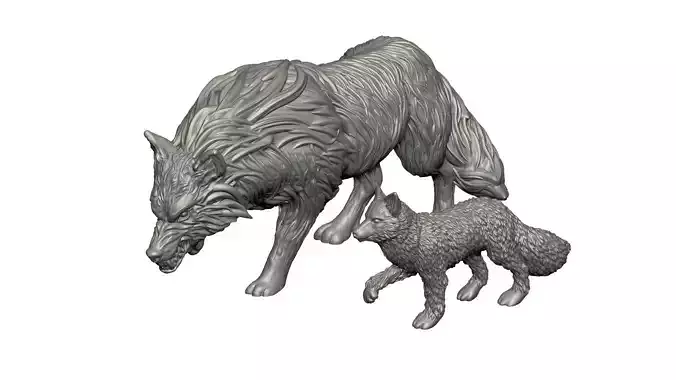Wolf Father and Son  3D print model
