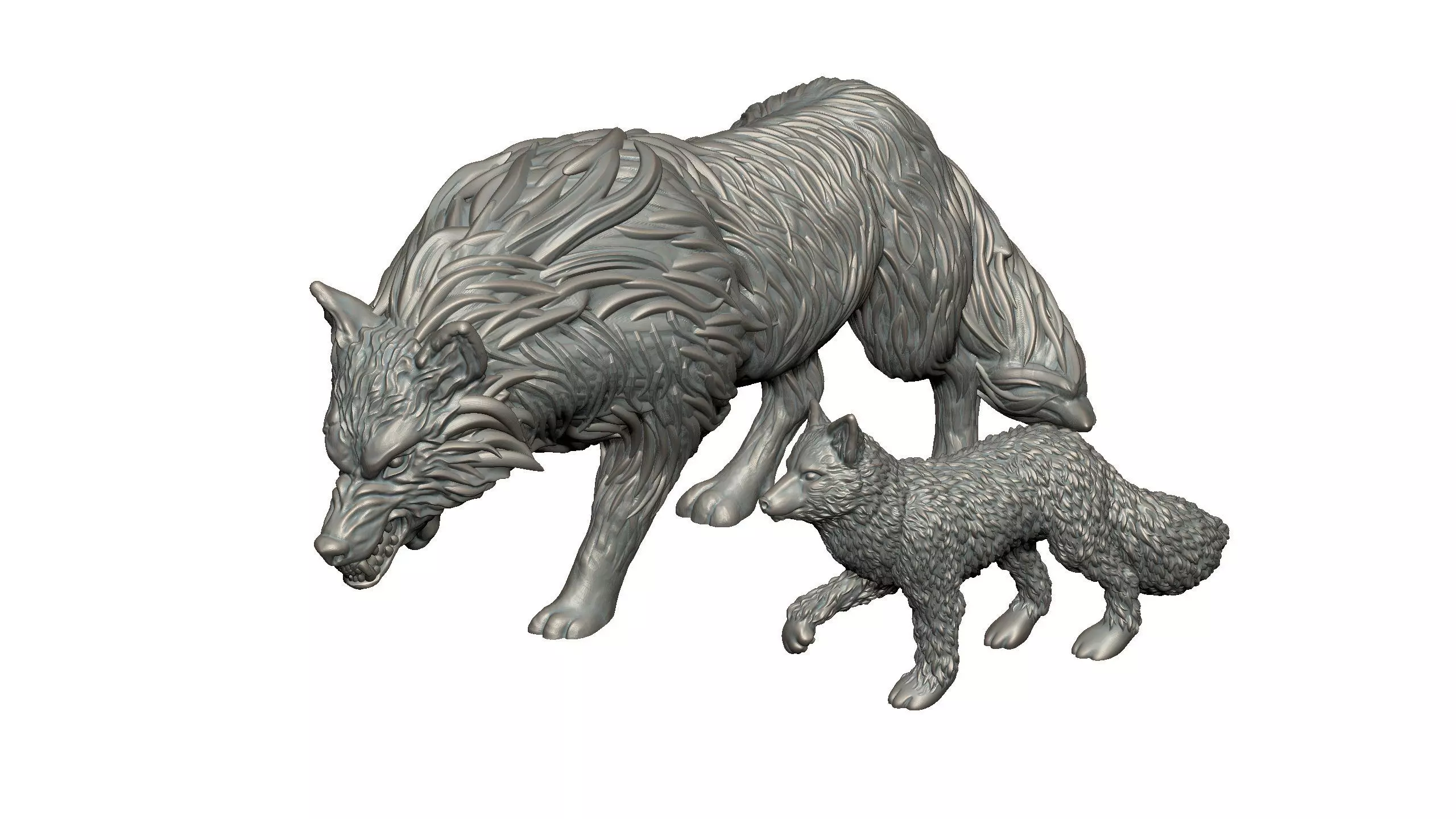 Wolf Father and Son 3D print model