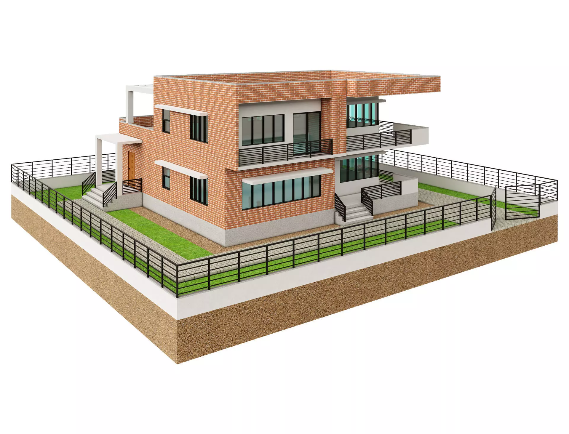 Modern Brick House 1 3D model