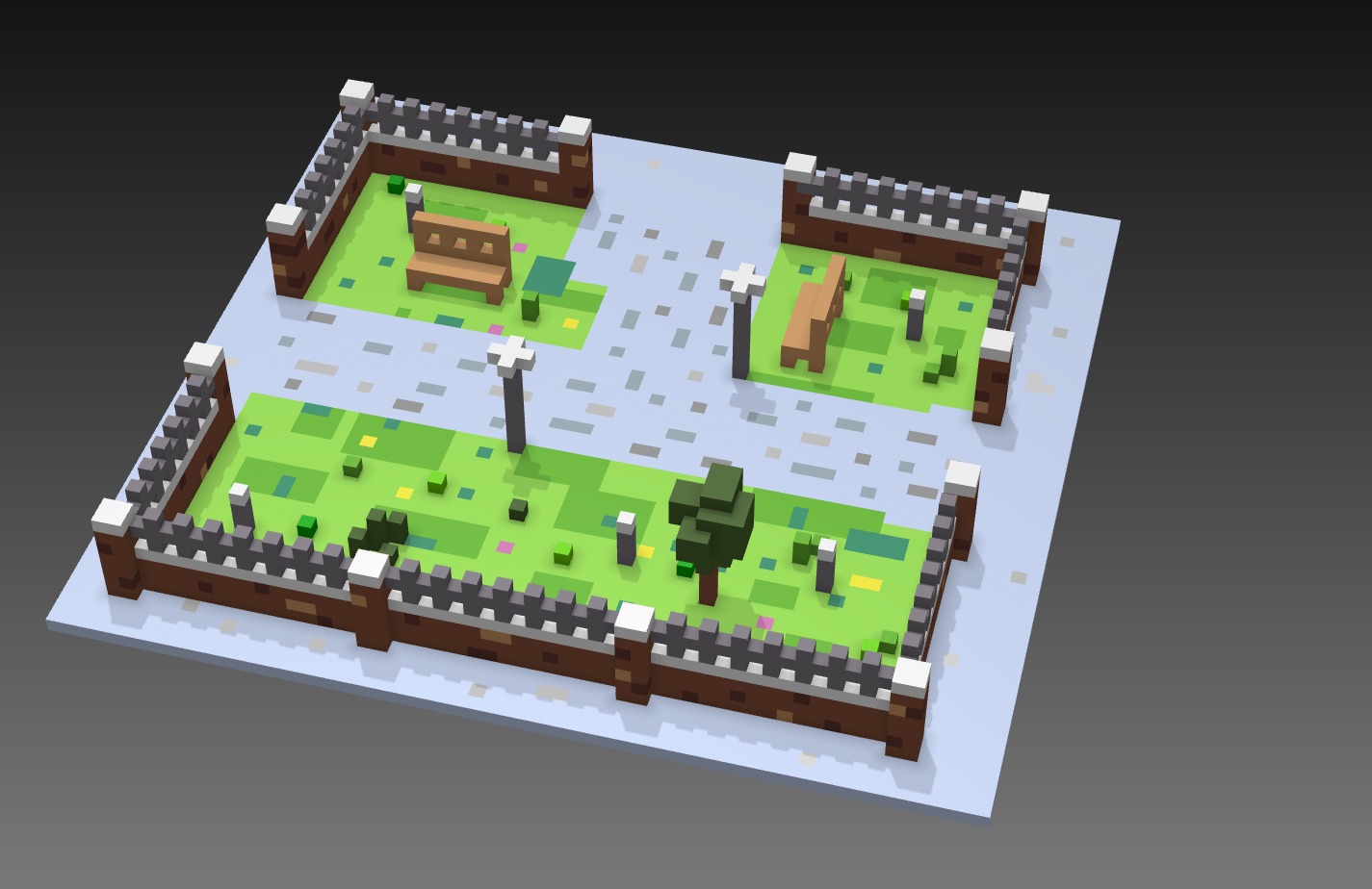 Voxel Park 3D model_2