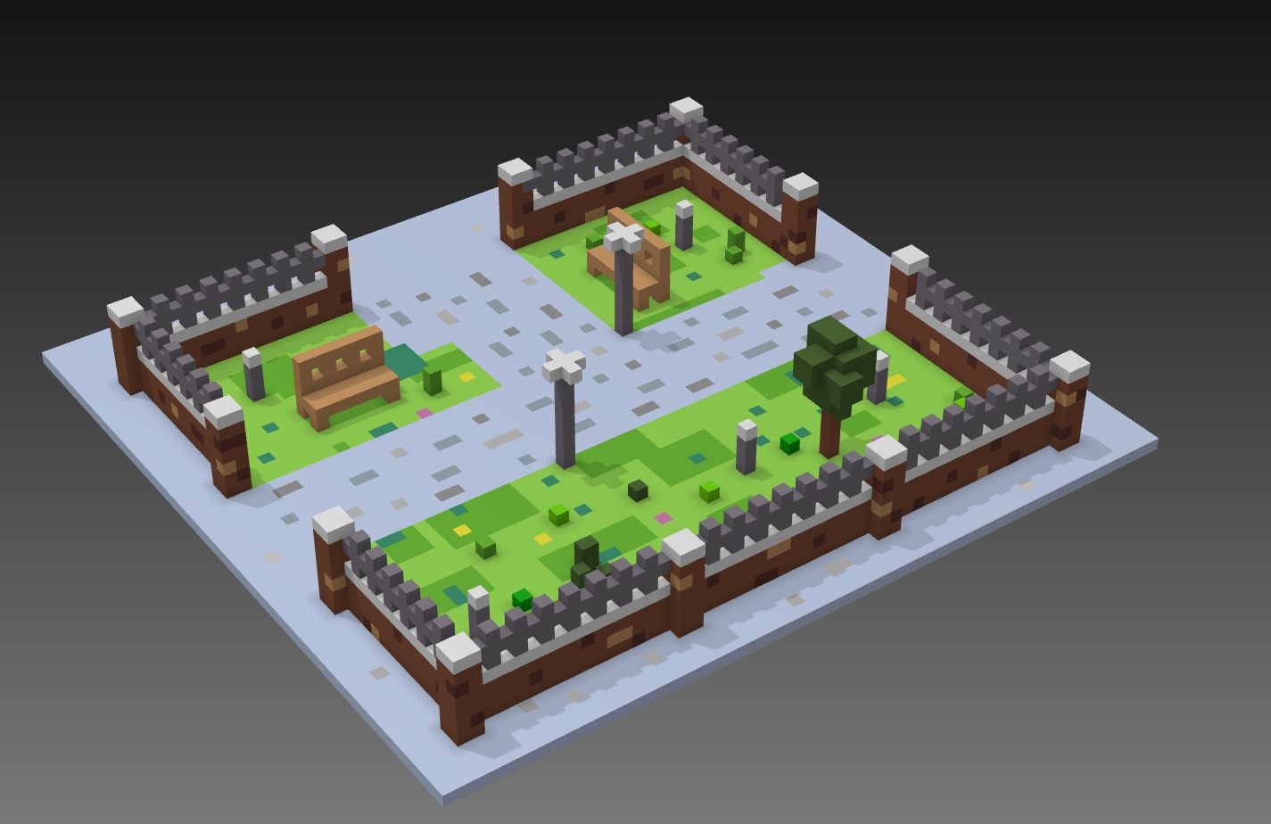 Voxel Park 3D model_3