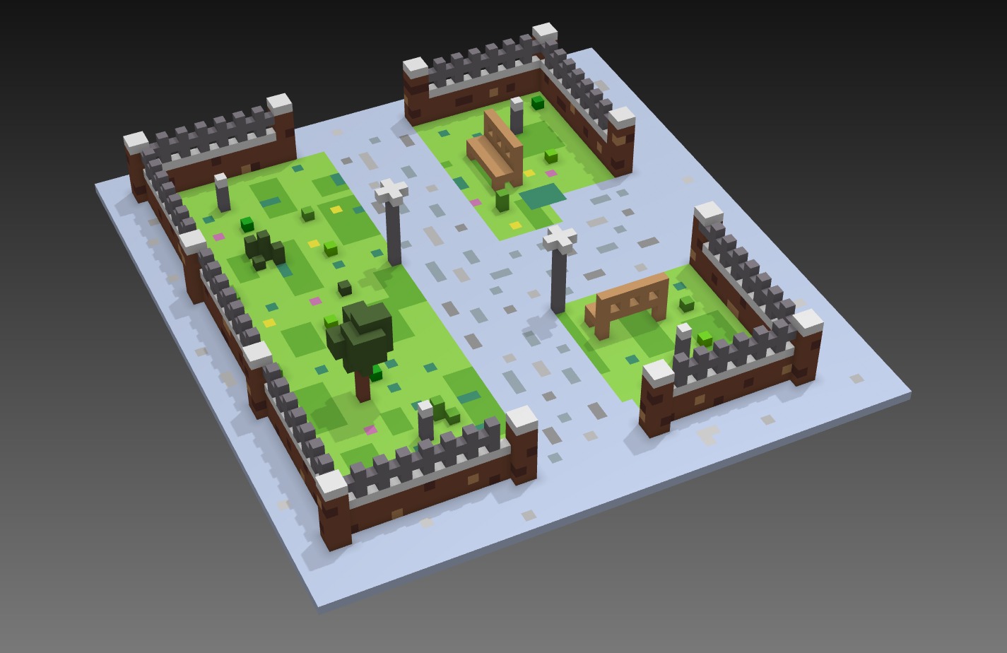 Voxel Park 3D model_1