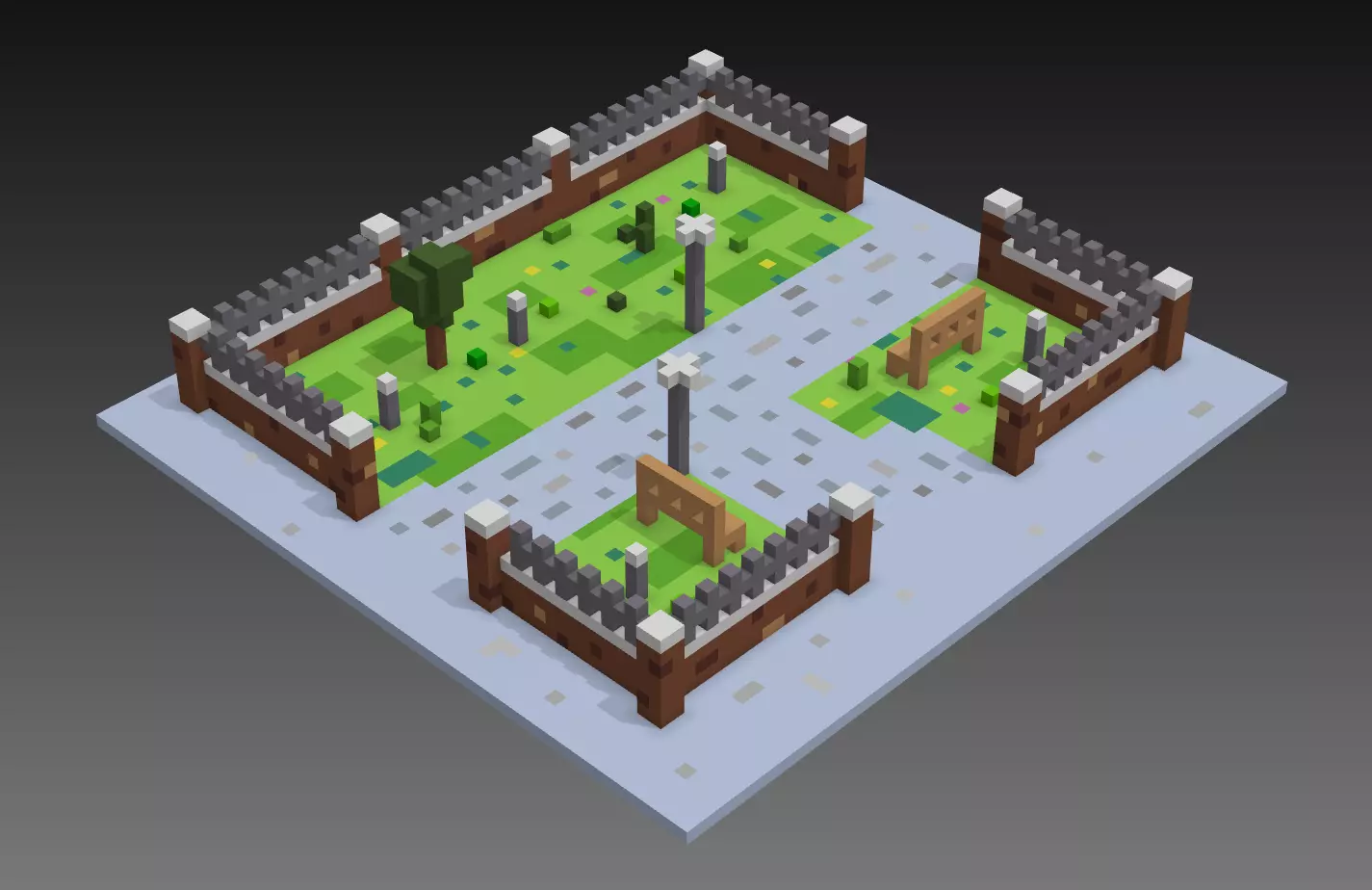 Voxel Park 3D model_0