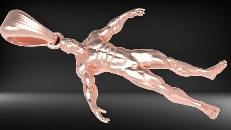 Bodybuilder pendant 3D print model_29