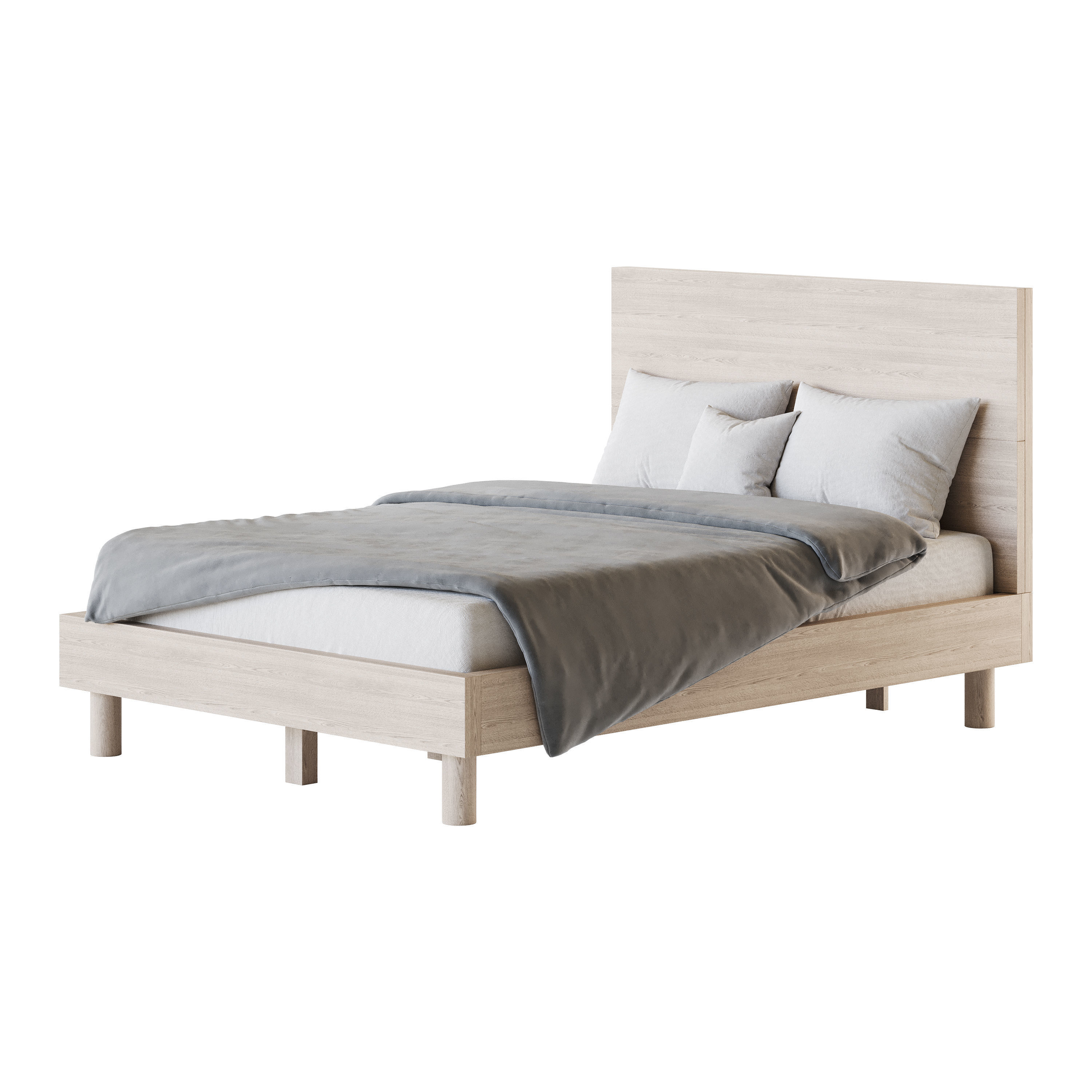 Royard Oaktree Full Size Platform Bed 3D model_1
