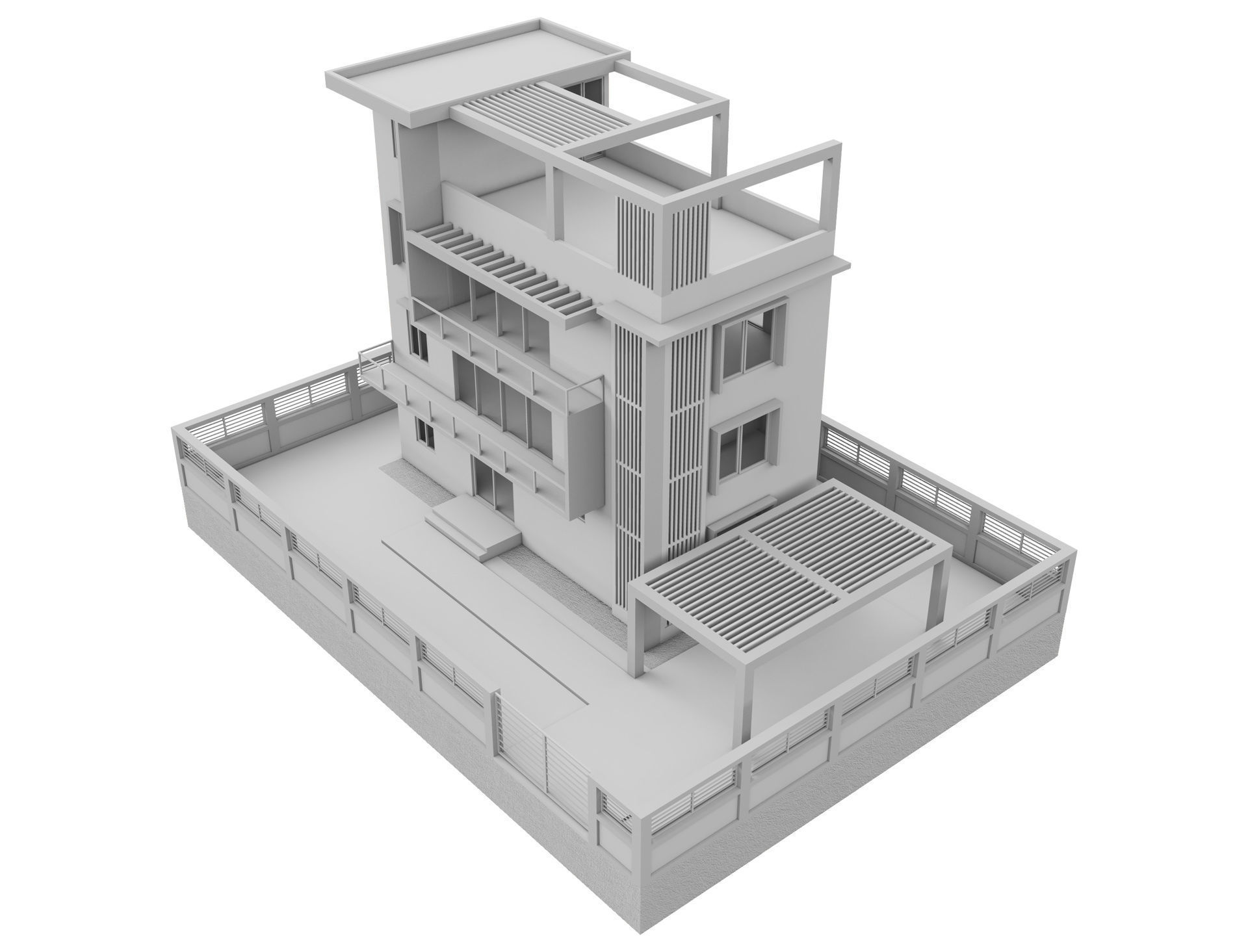 Modern Brick House 2 3D model_10