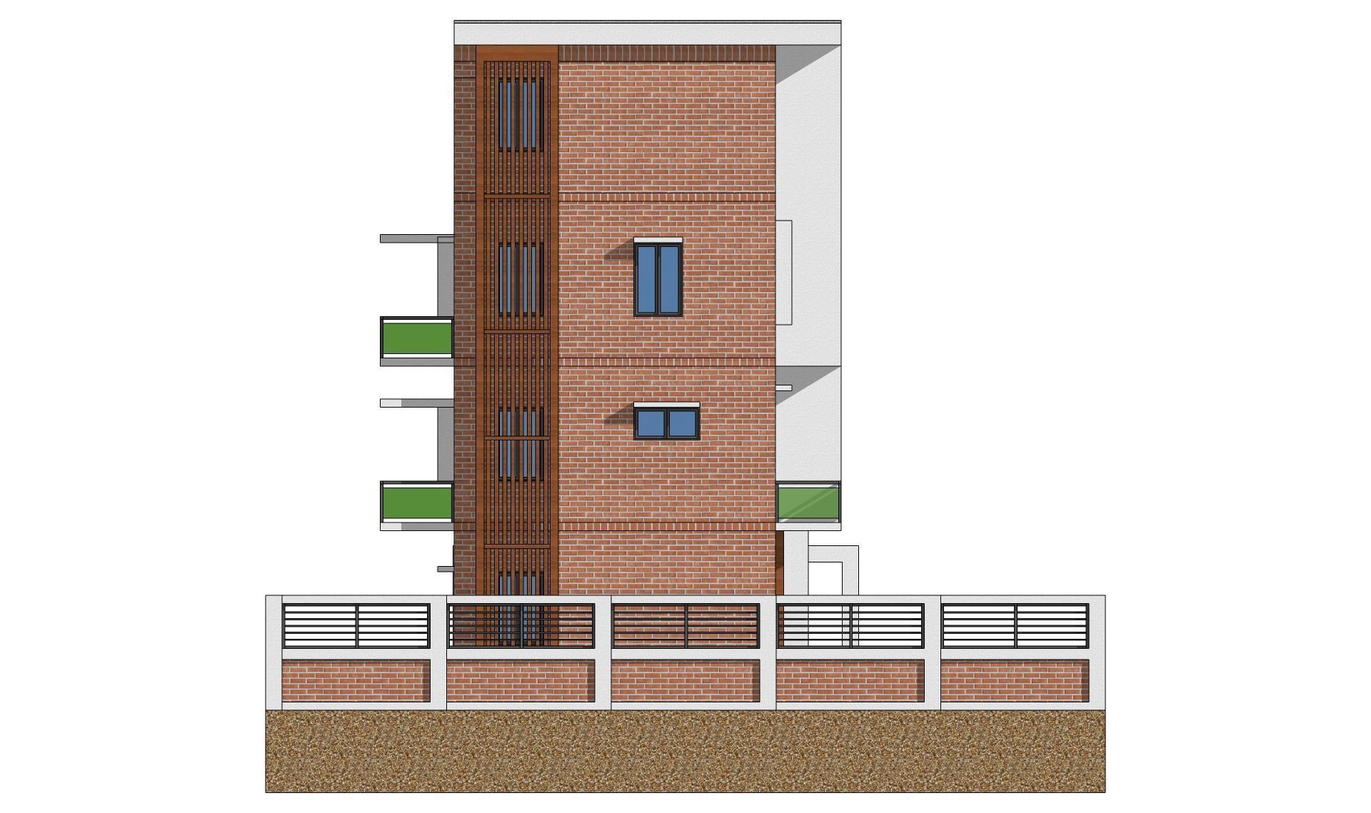 Modern Brick House 2 3D model_16