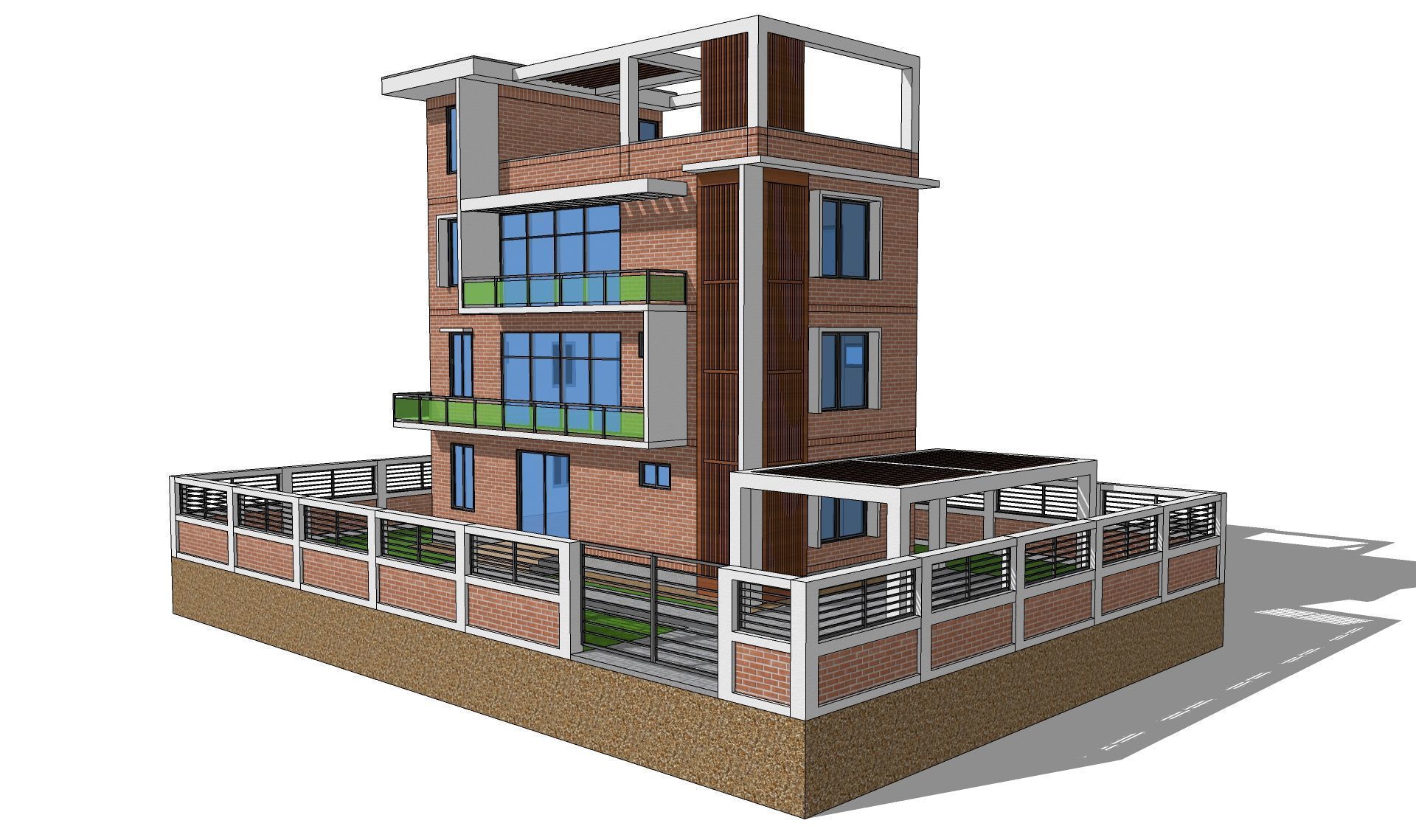 Modern Brick House 2 3D model_18
