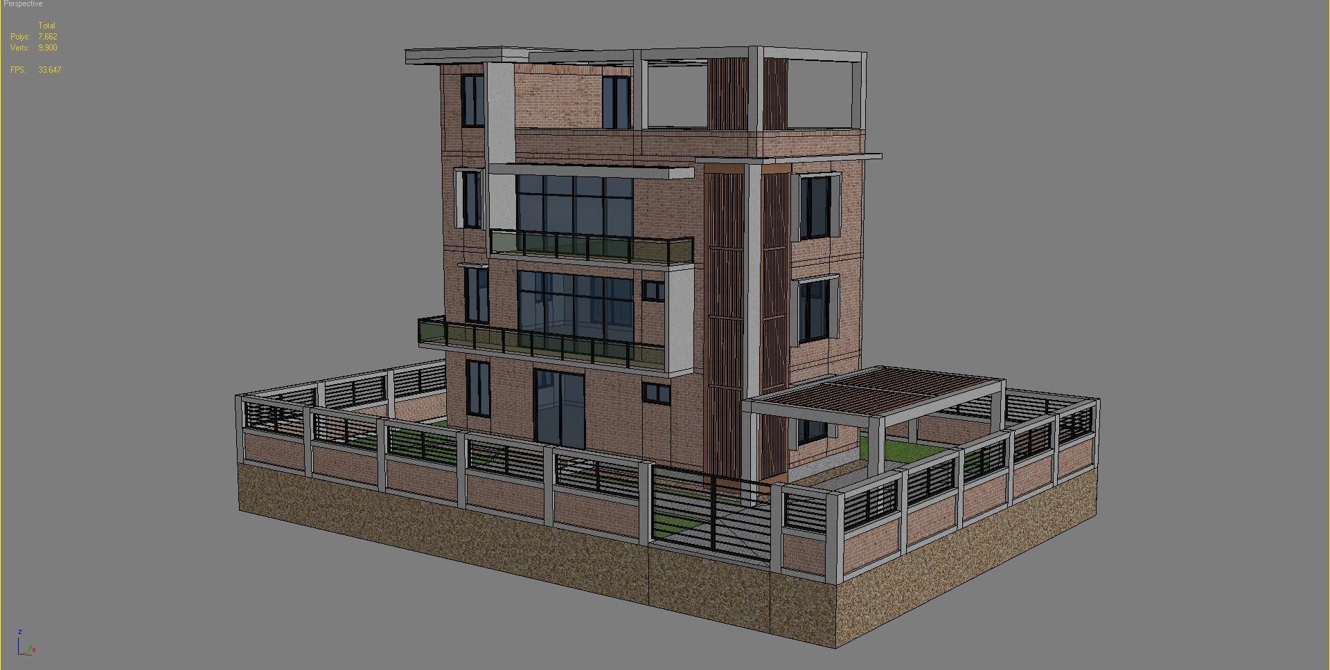Modern Brick House 2 3D model_19