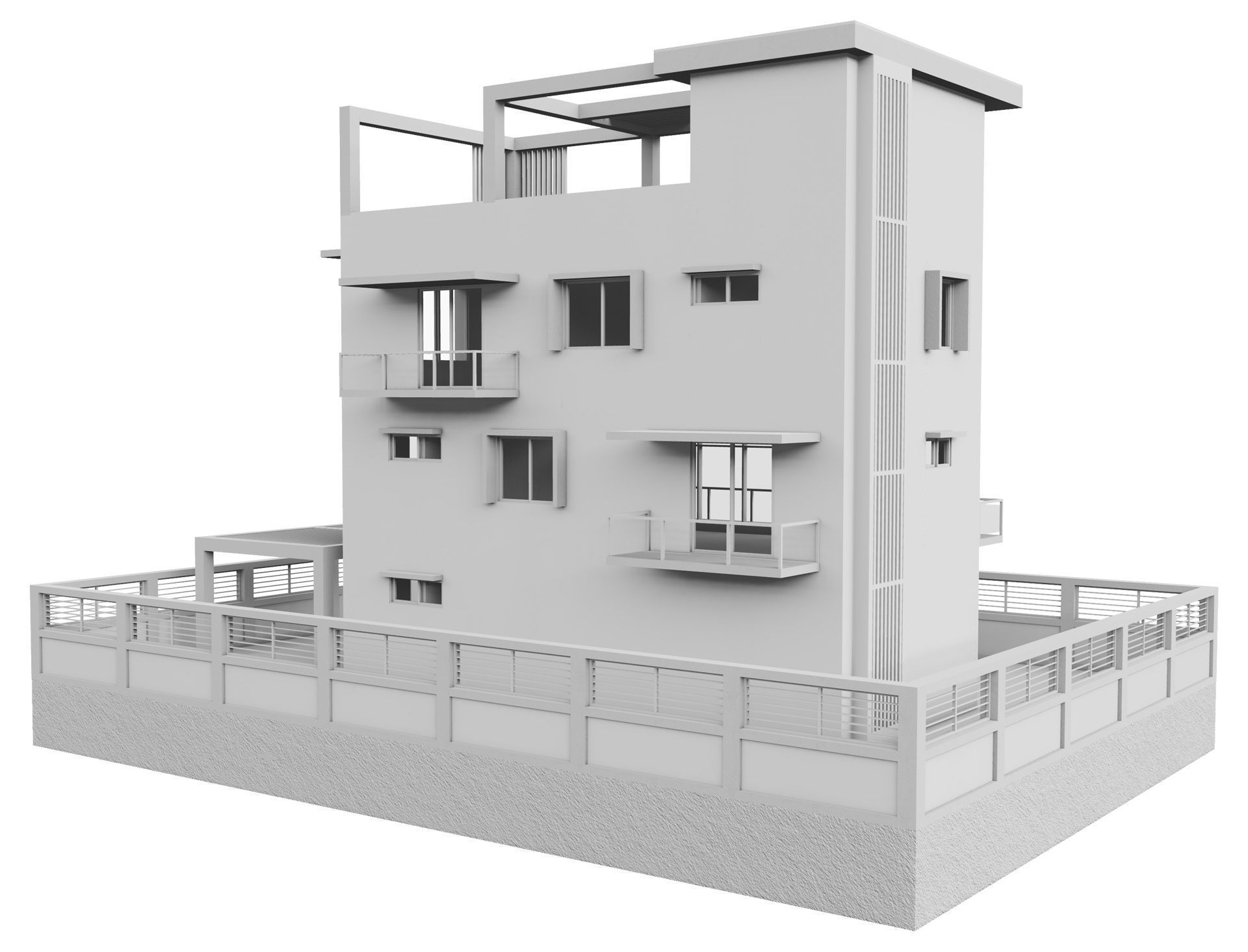 Modern Brick House 2 3D model_8