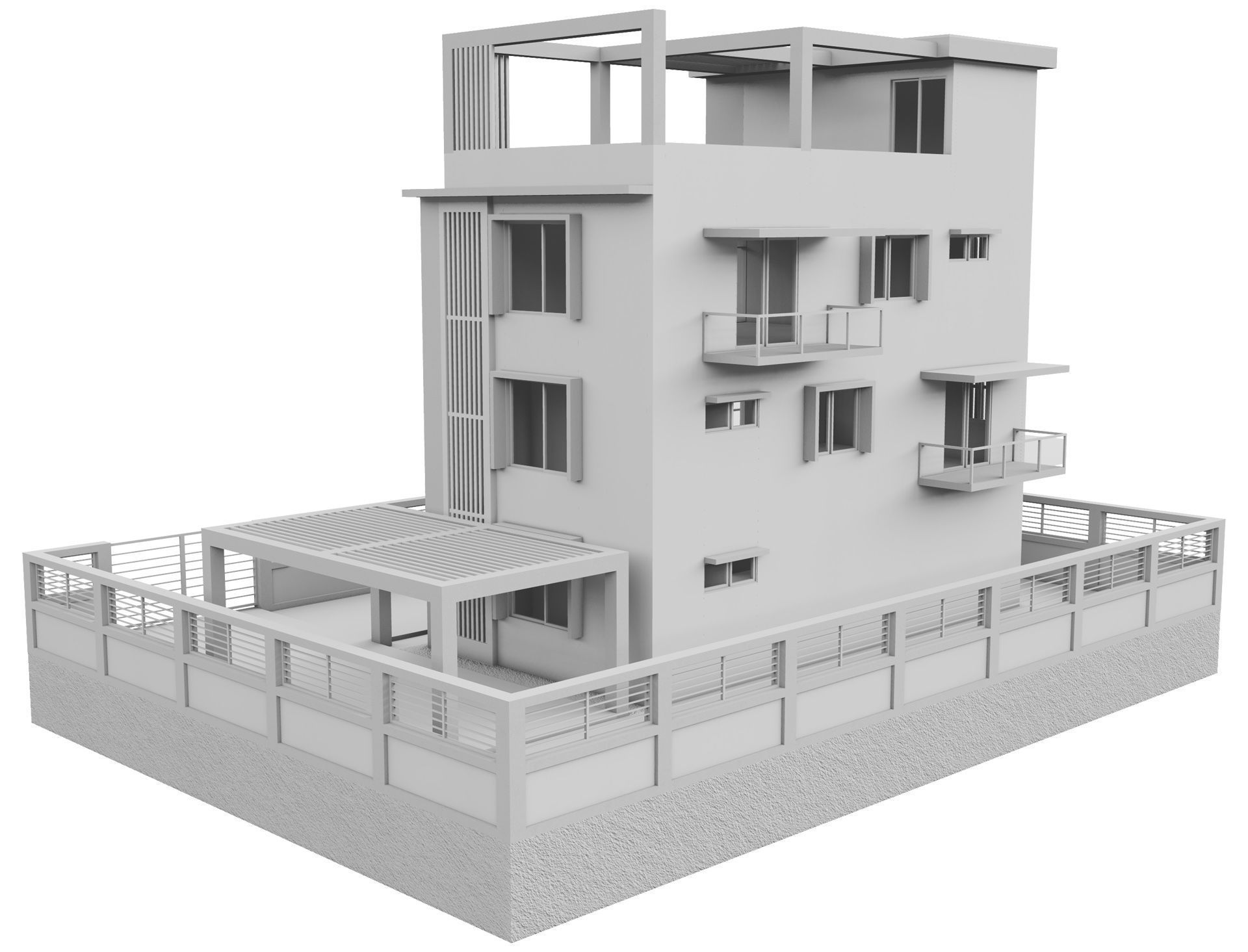 Modern Brick House 2 3D model_13