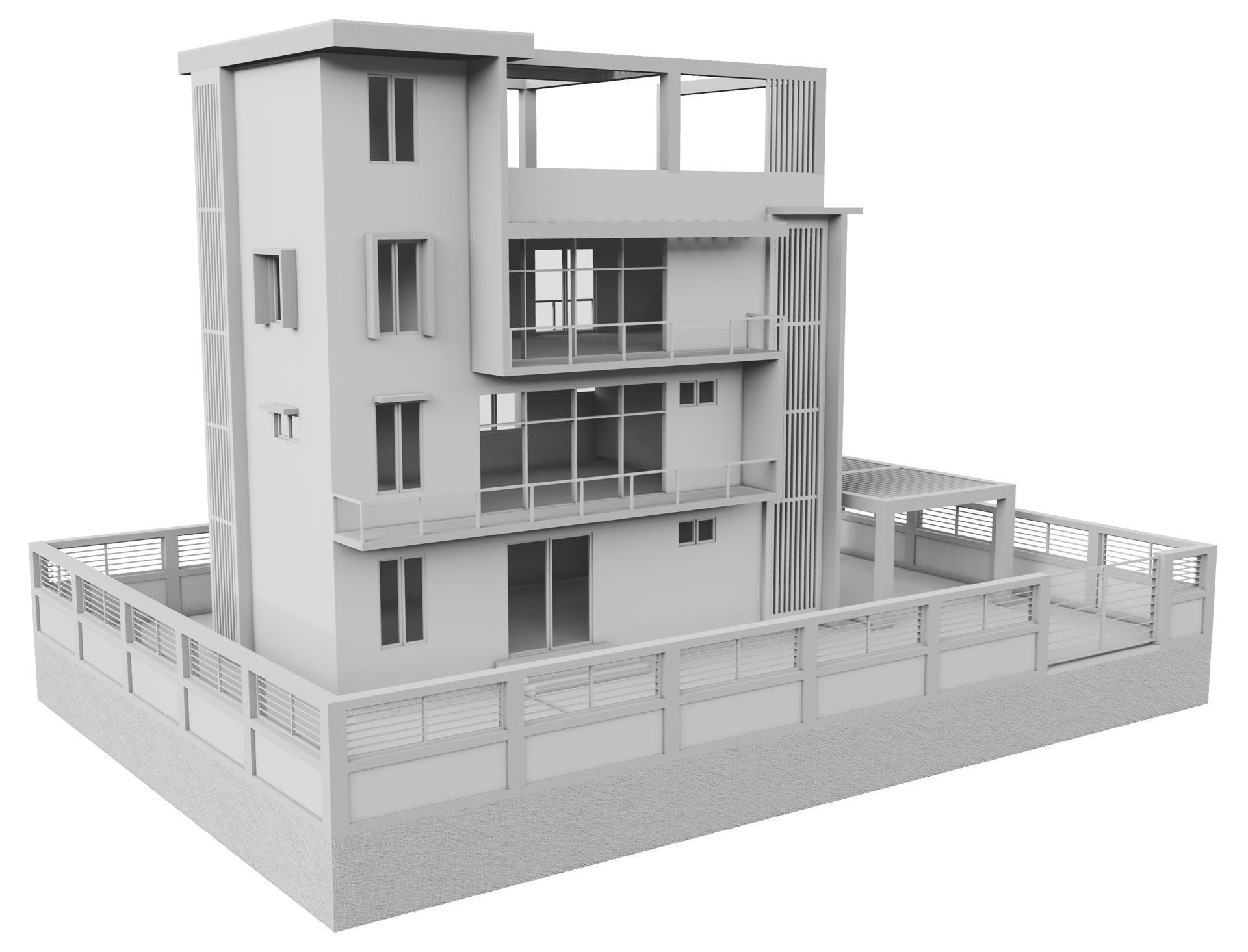 Modern Brick House 2 3D model_11