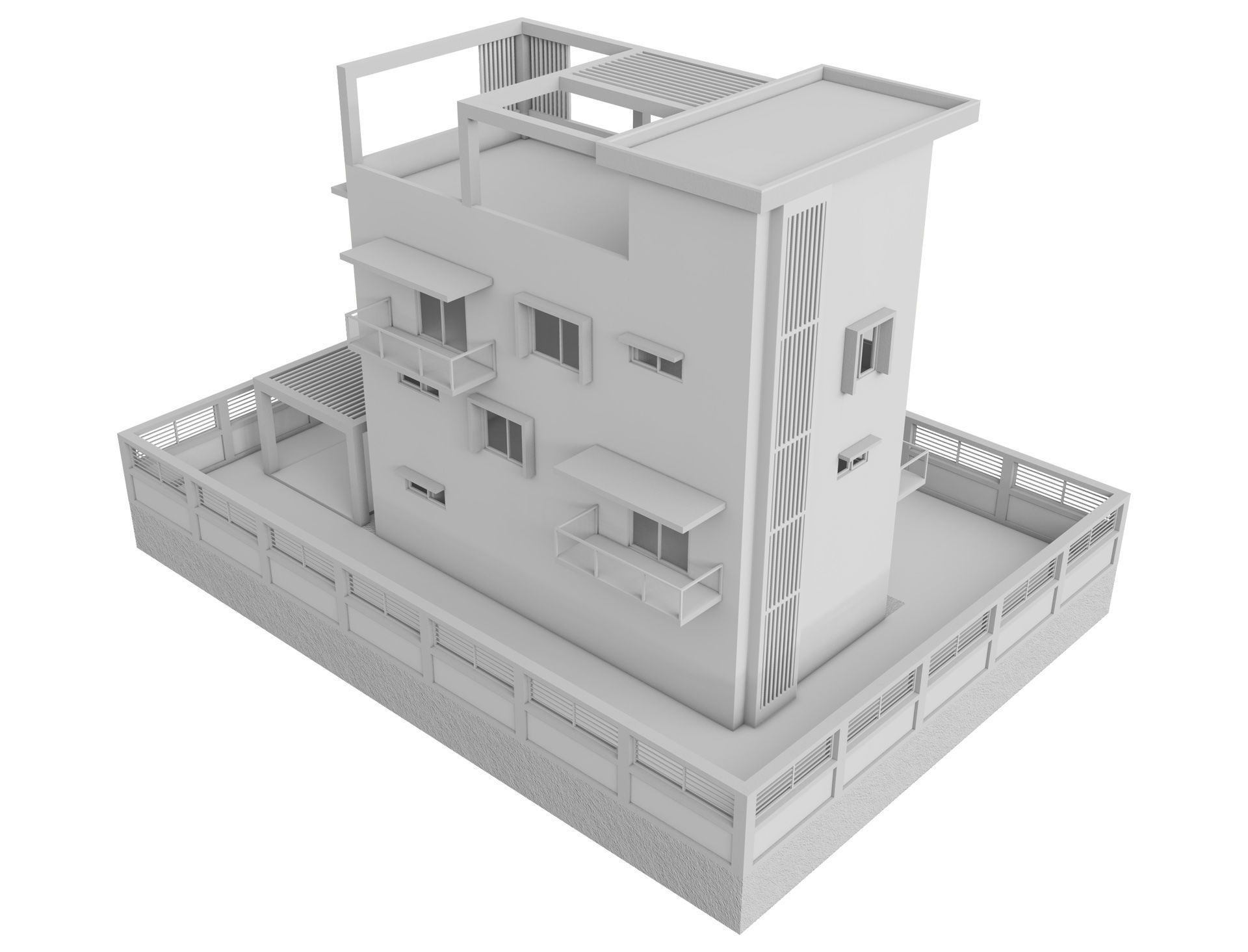 Modern Brick House 2 3D model_9