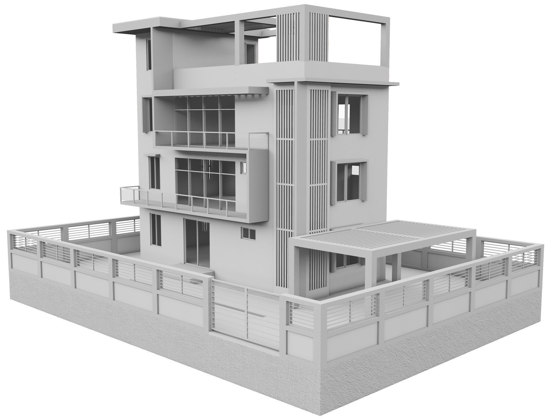 Modern Brick House 2 3D model_12