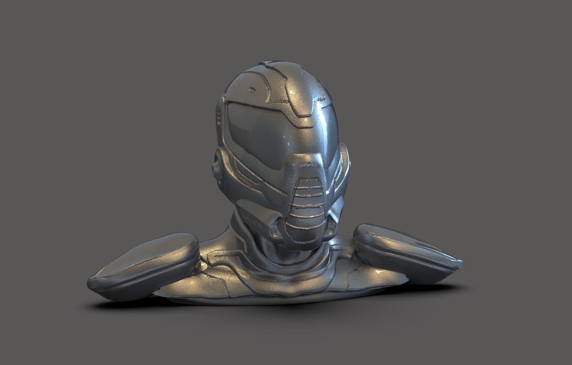 Cyborg Bust 3D print model_2