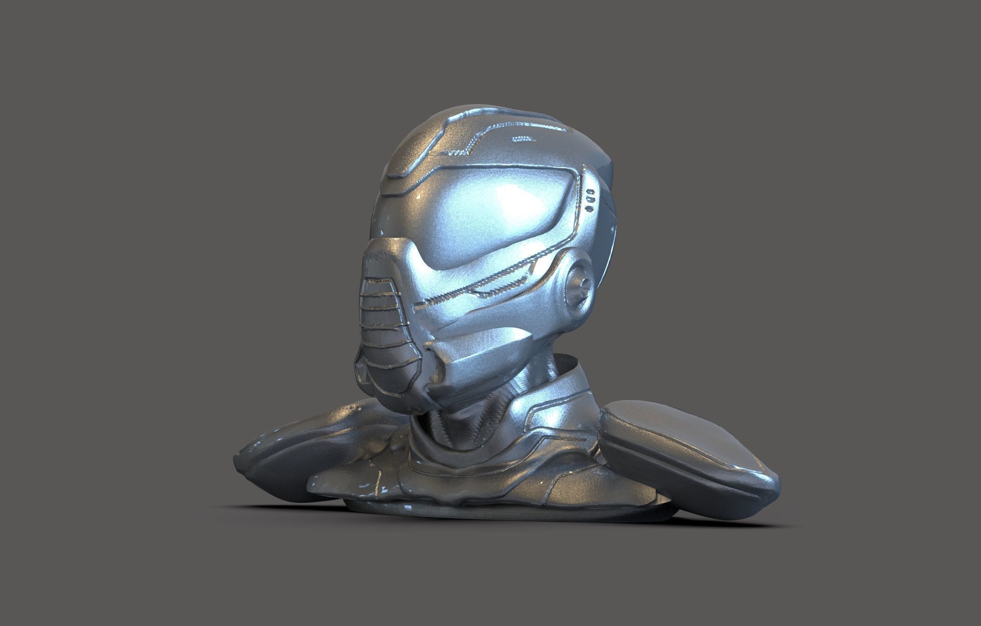 Cyborg Bust 3D print model_4