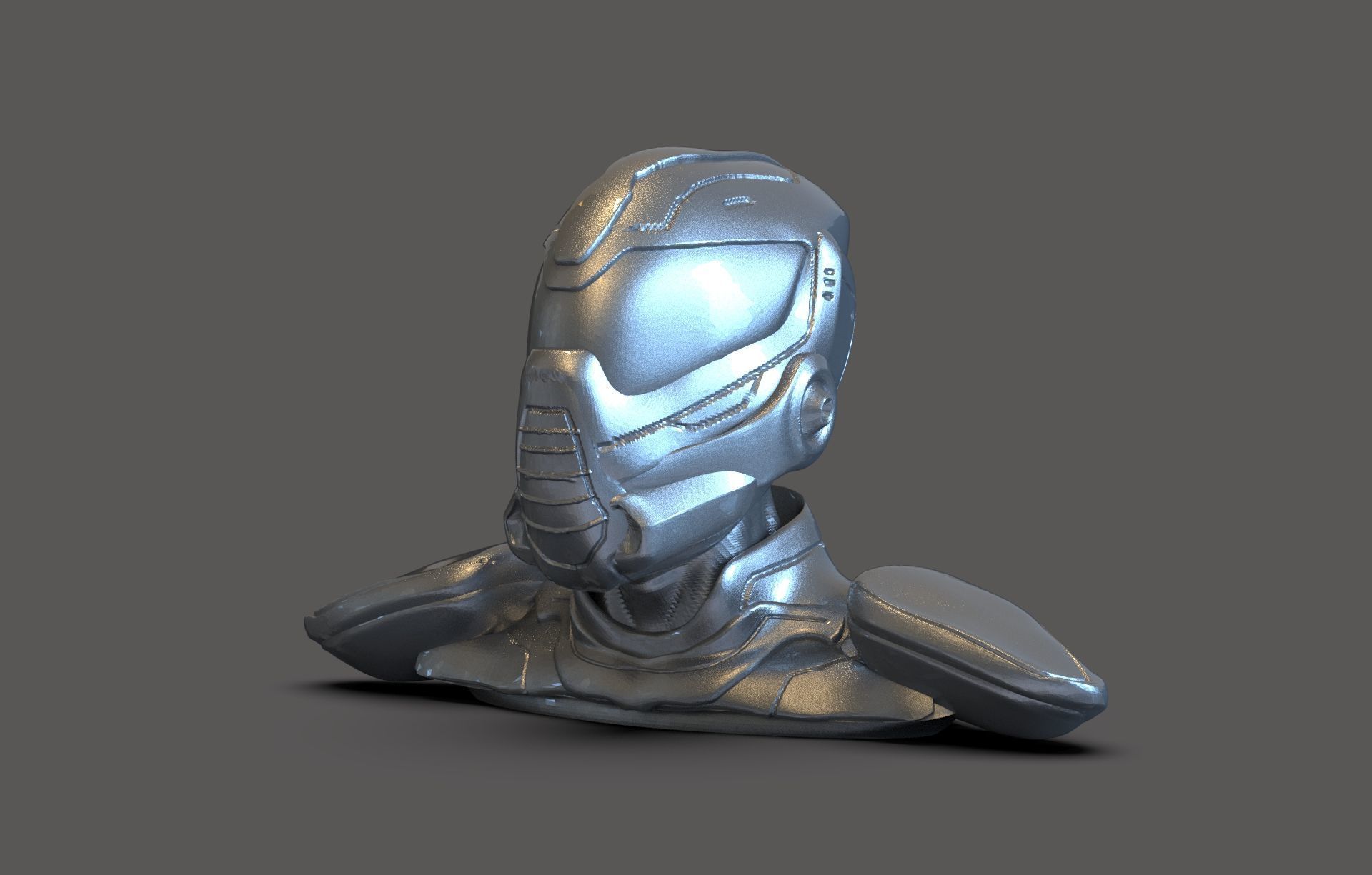Cyborg Bust 3D print model_1