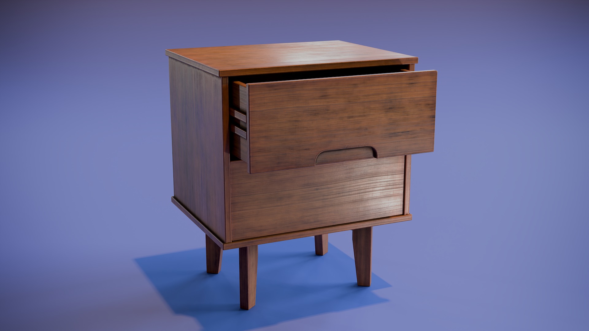 Mid-Century Nightstand Low-poly 3D model_3