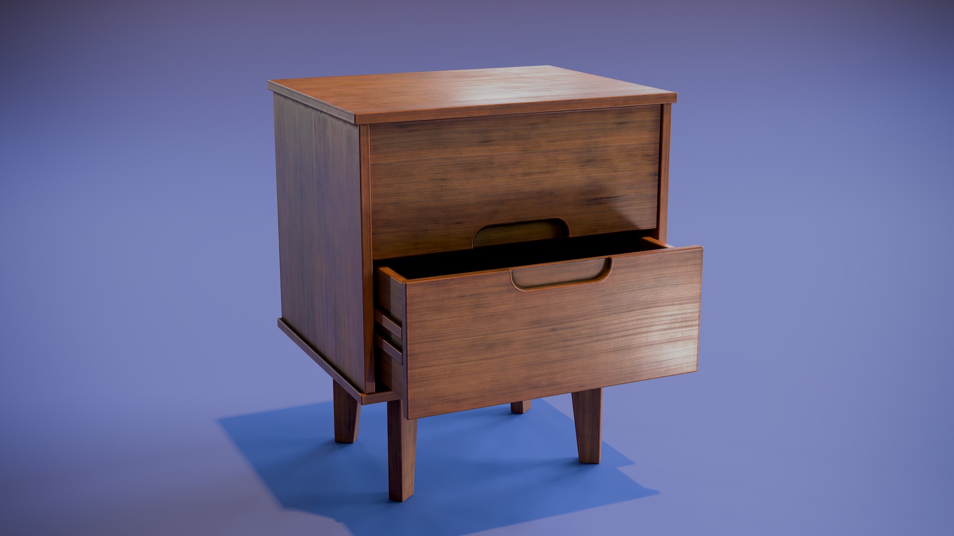 Mid-Century Nightstand Low-poly 3D model_2