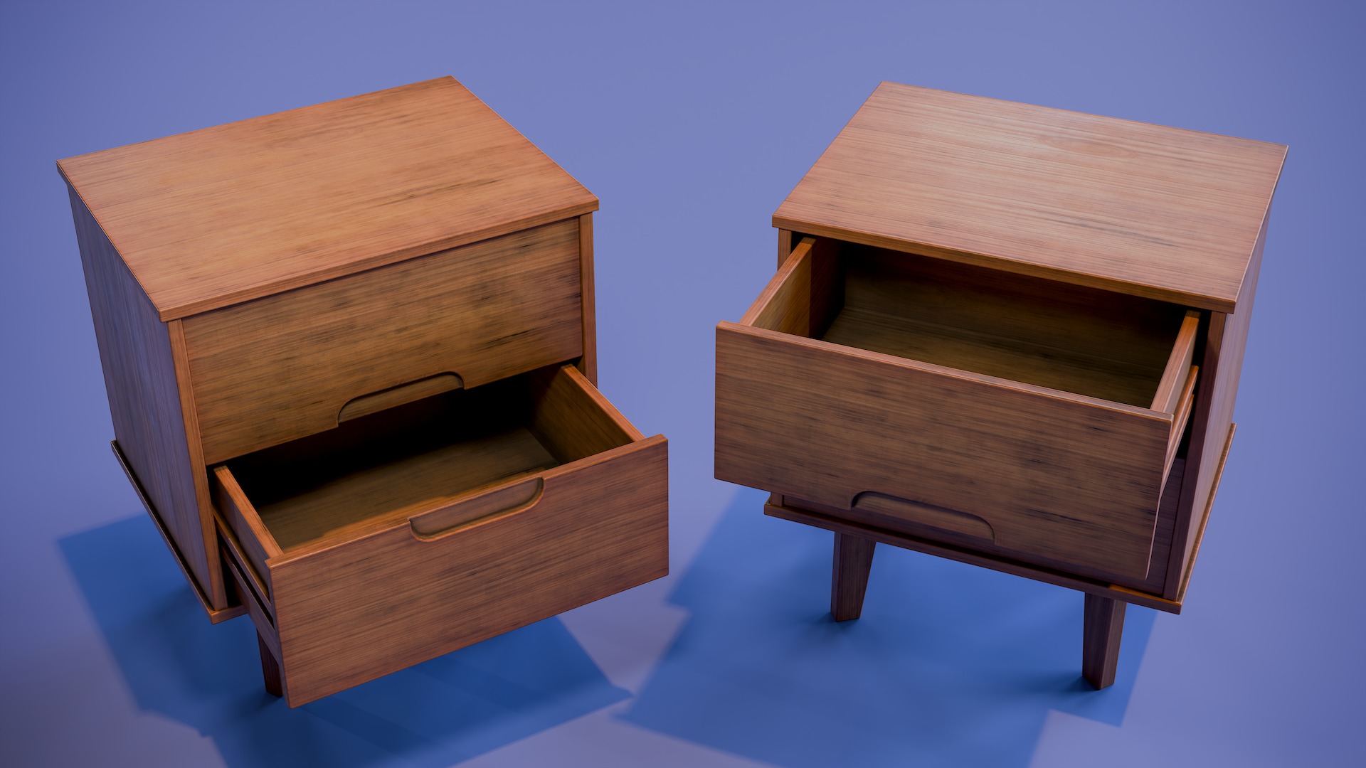 Mid-Century Nightstand Low-poly 3D model_8
