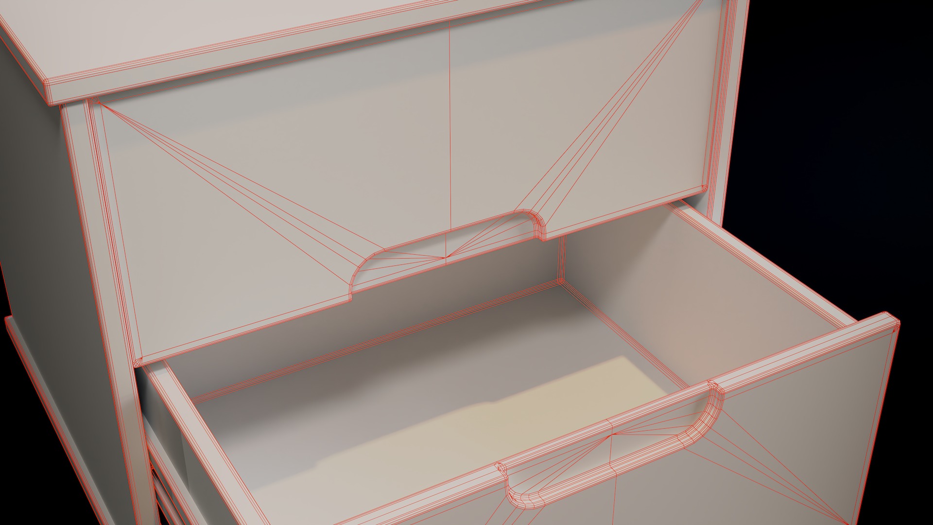 Mid-Century Nightstand Low-poly 3D model_9