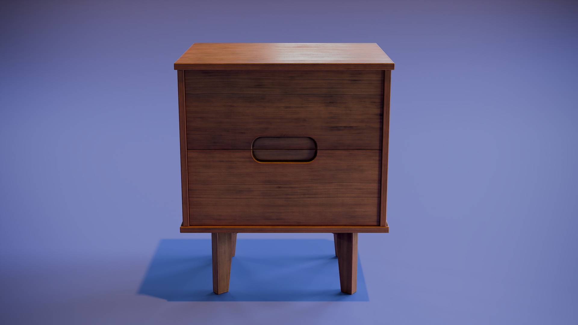 Mid-Century Nightstand Low-poly 3D model_5