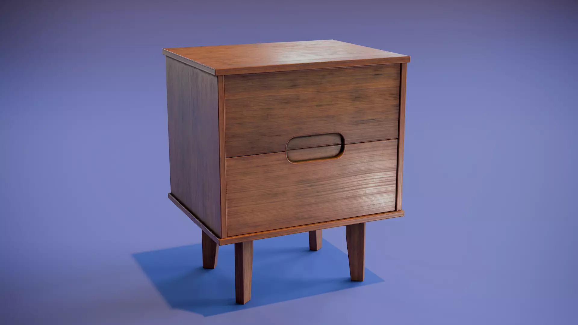 Mid-Century Nightstand Low-poly 3D model_0