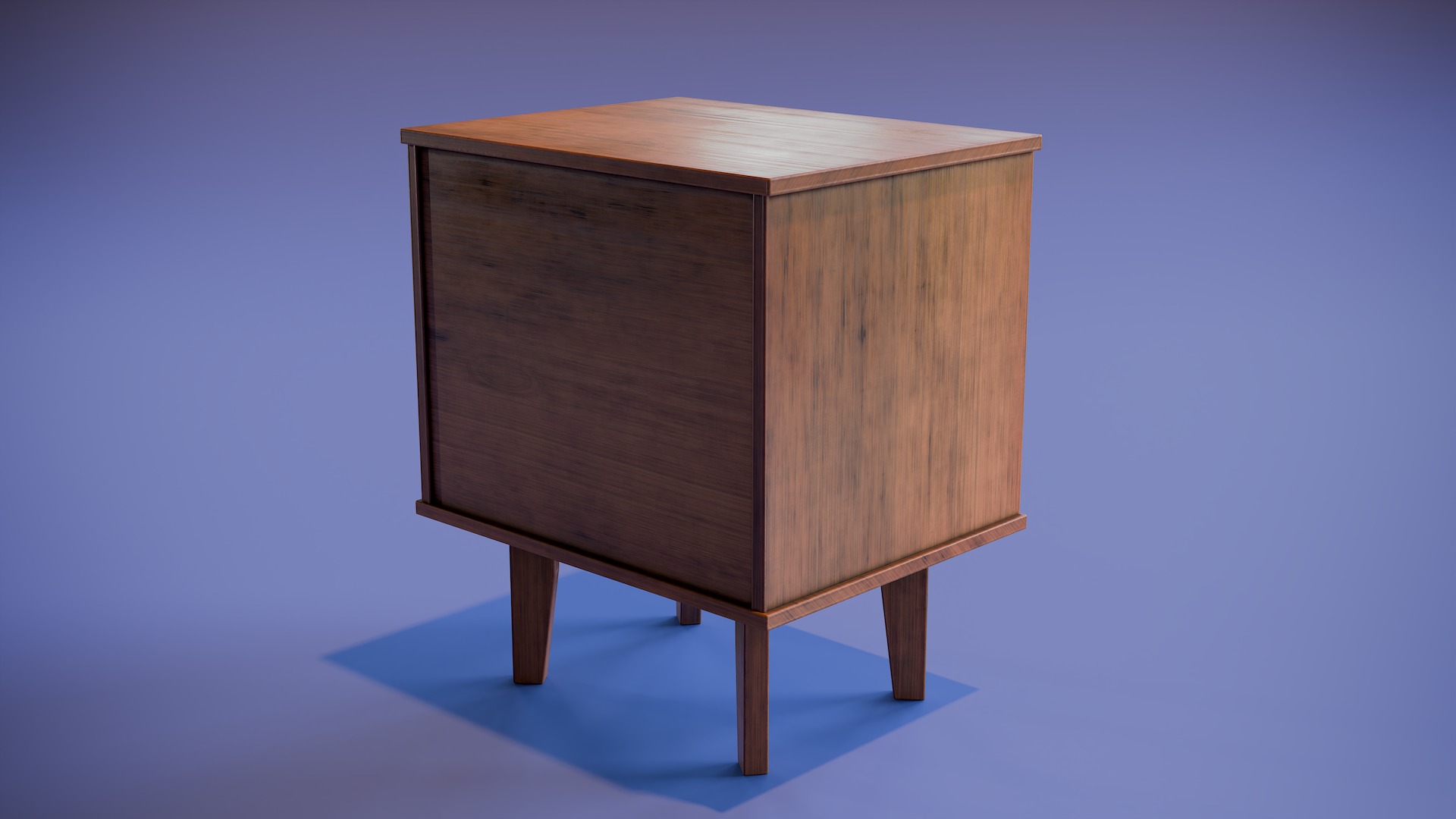 Mid-Century Nightstand Low-poly 3D model_4