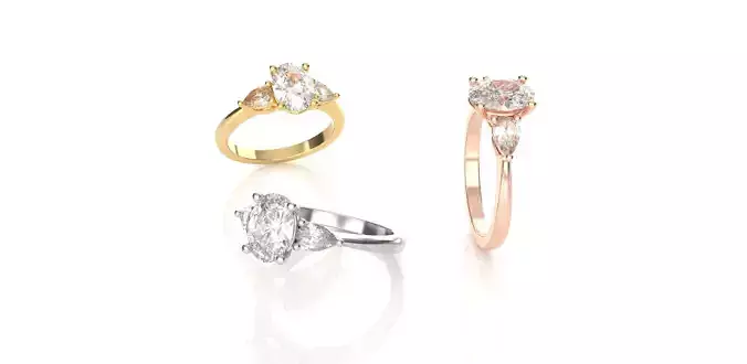 Oval And Pear Trinity Engagement Ring