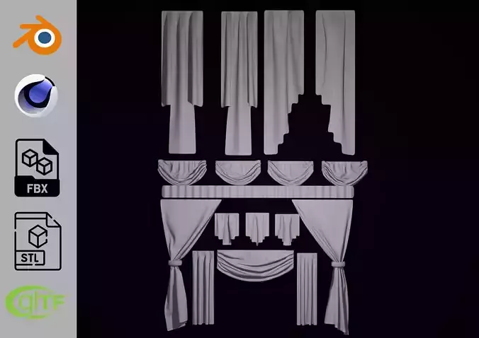 Presentation Curtains 3D model 3D model Presentation Curtains 3D model 3D model