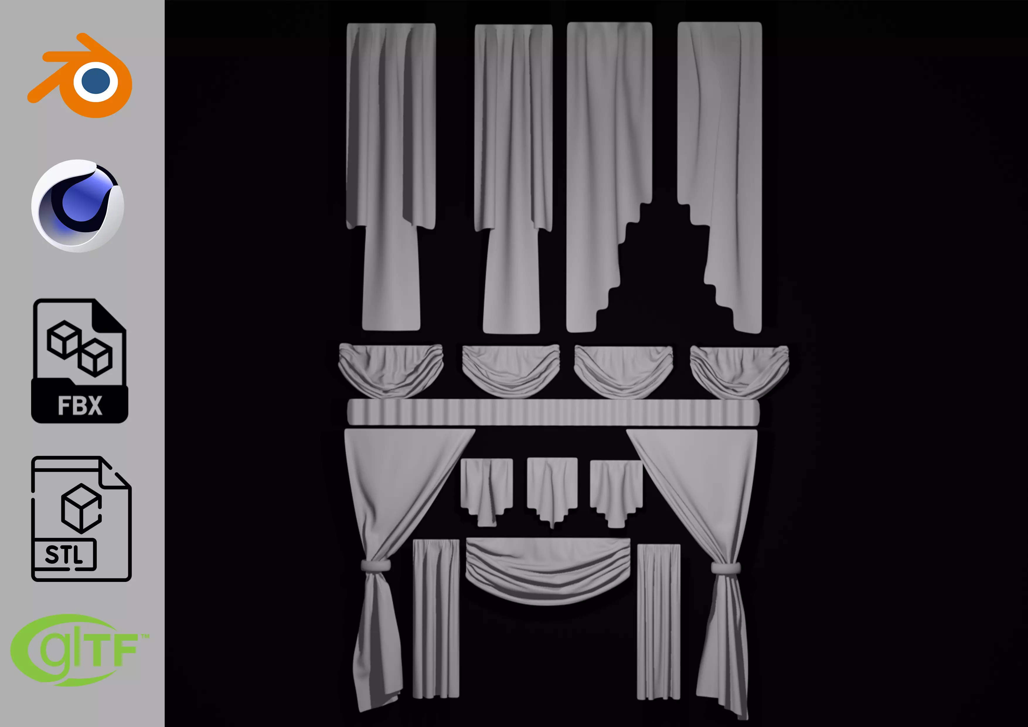 Presentation Curtains 3D model 3D model_0