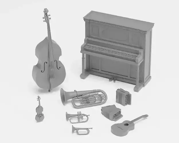 Musical Instruments Pack - 1-35 diorama accessories supported 3D print model
