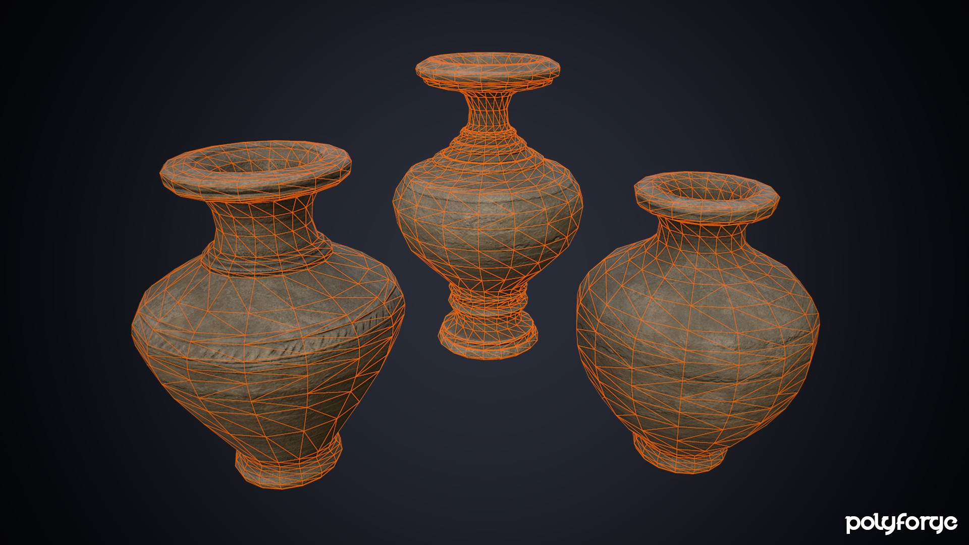 Ancient Pottery - Urn - Ceremonial - Decorative - Storage Pots Low-poly 3D model_3