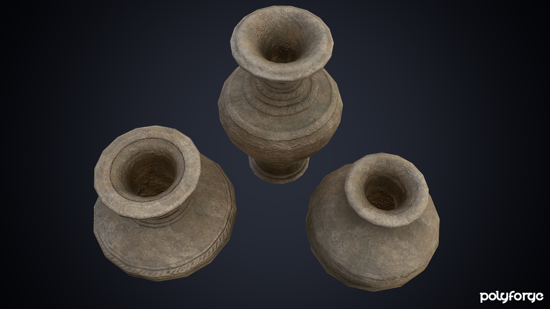 Ancient Pottery - Urn - Ceremonial - Decorative - Storage Pots Low-poly 3D model_5