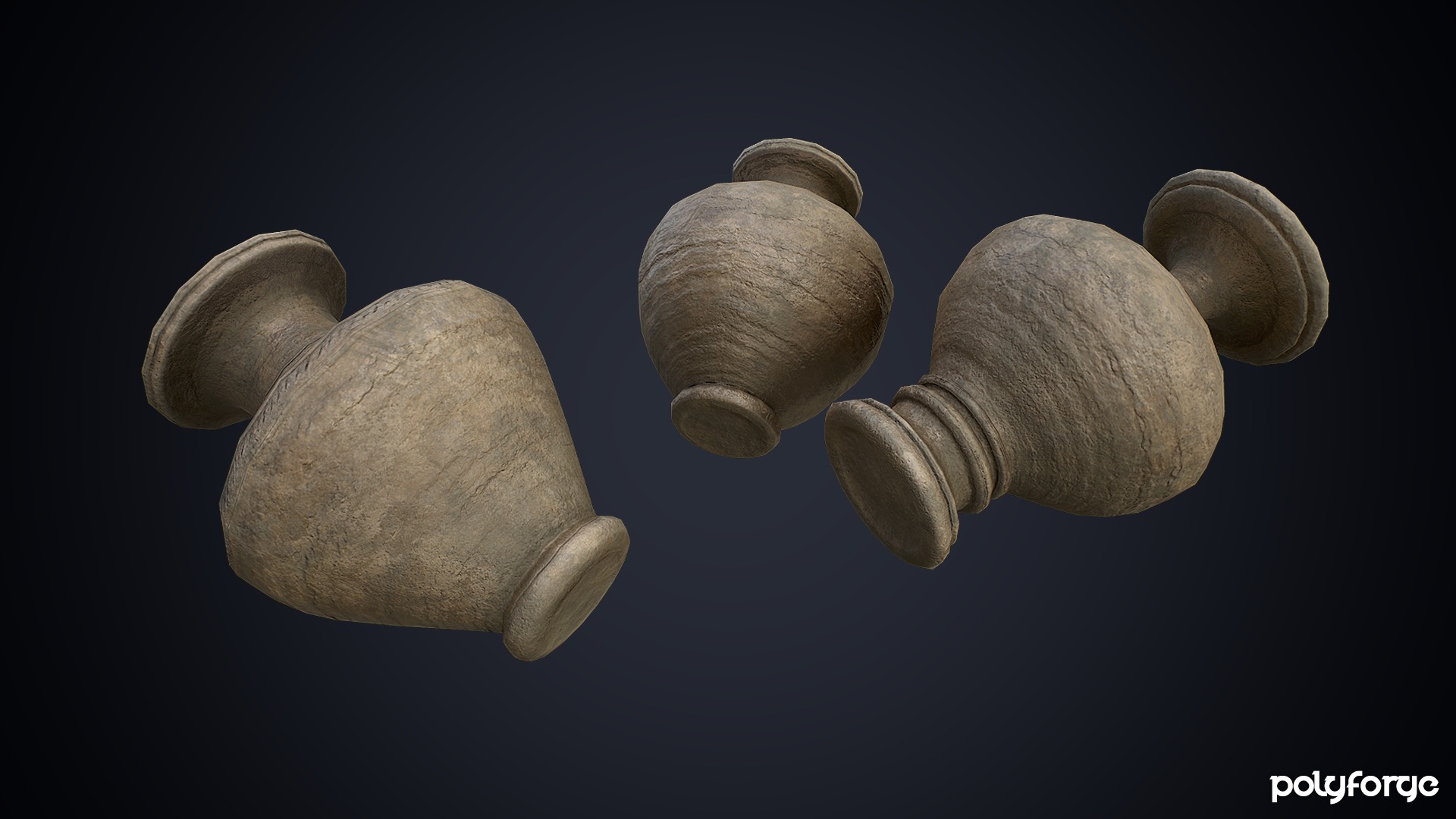 Ancient Pottery - Urn - Ceremonial - Decorative - Storage Pots Low-poly 3D model_6