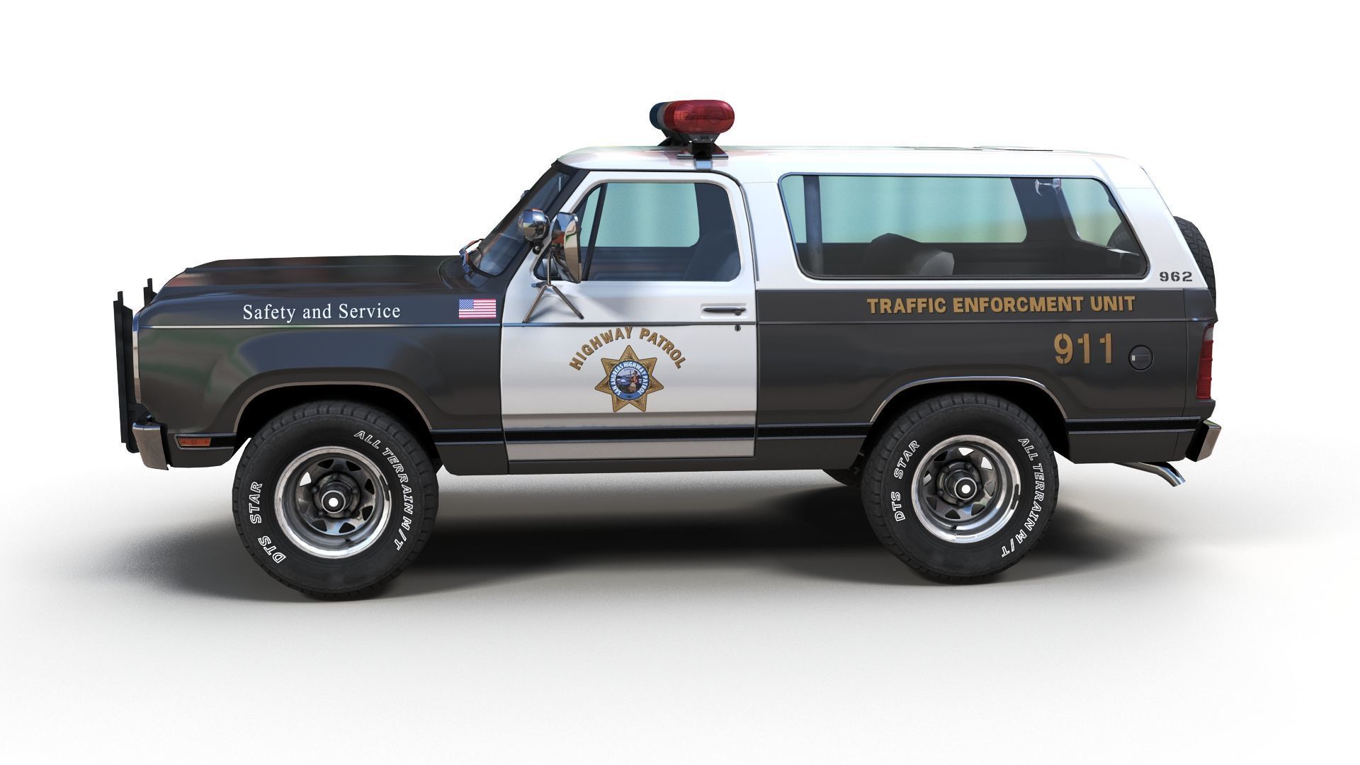 Dodge Ramcharger 1979 police car Low-poly 3D model_5