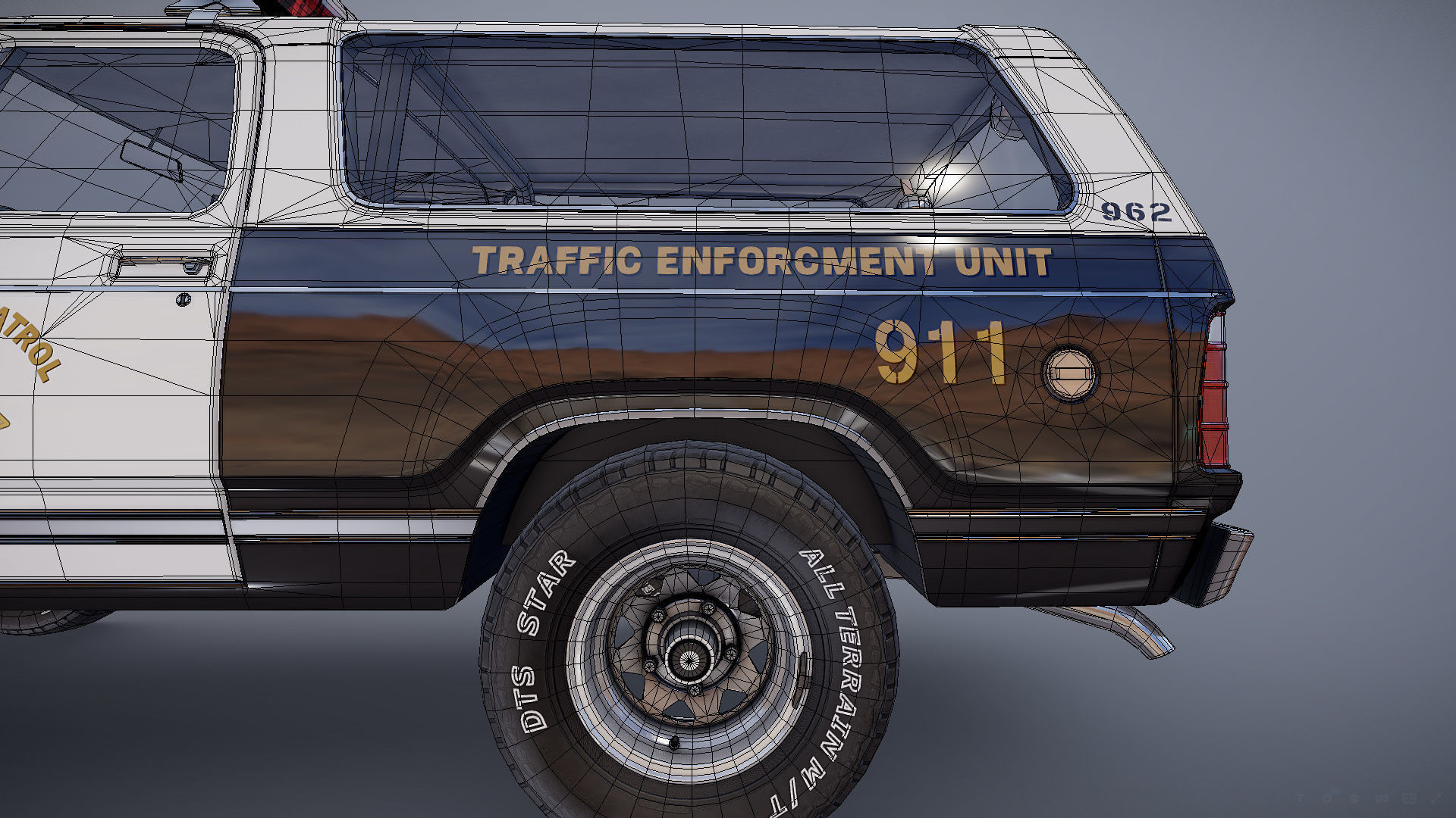 Dodge Ramcharger 1979 police car Low-poly 3D model_31