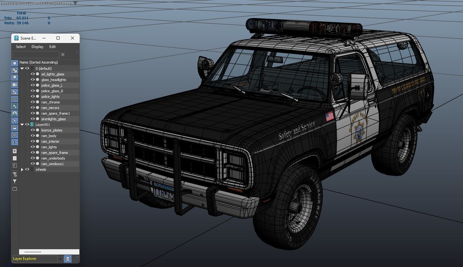 Dodge Ramcharger 1979 police car Low-poly 3D model_37