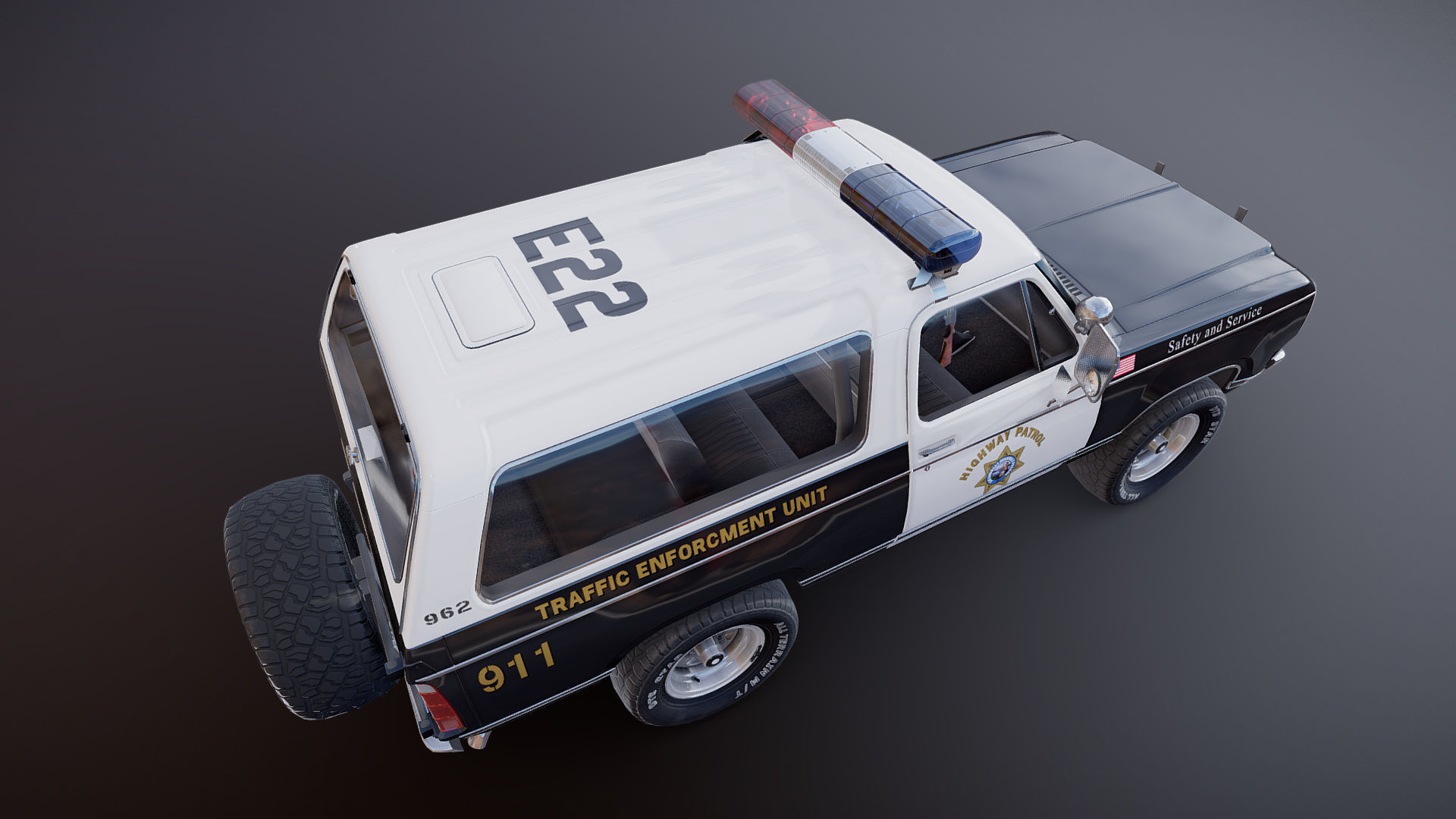 Dodge Ramcharger 1979 police car Low-poly 3D model_17