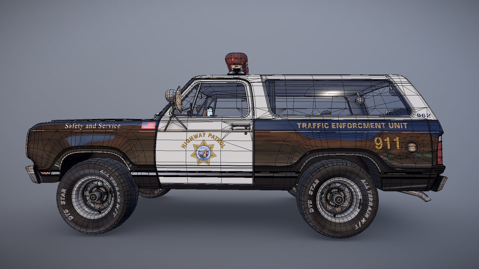 Dodge Ramcharger 1979 police car Low-poly 3D model_28