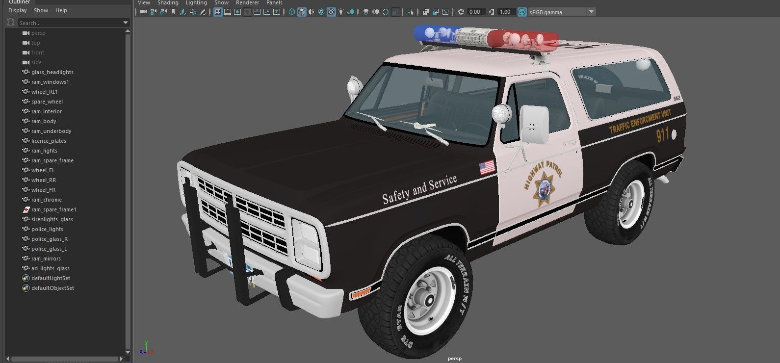 Dodge Ramcharger 1979 police car Low-poly 3D model_43