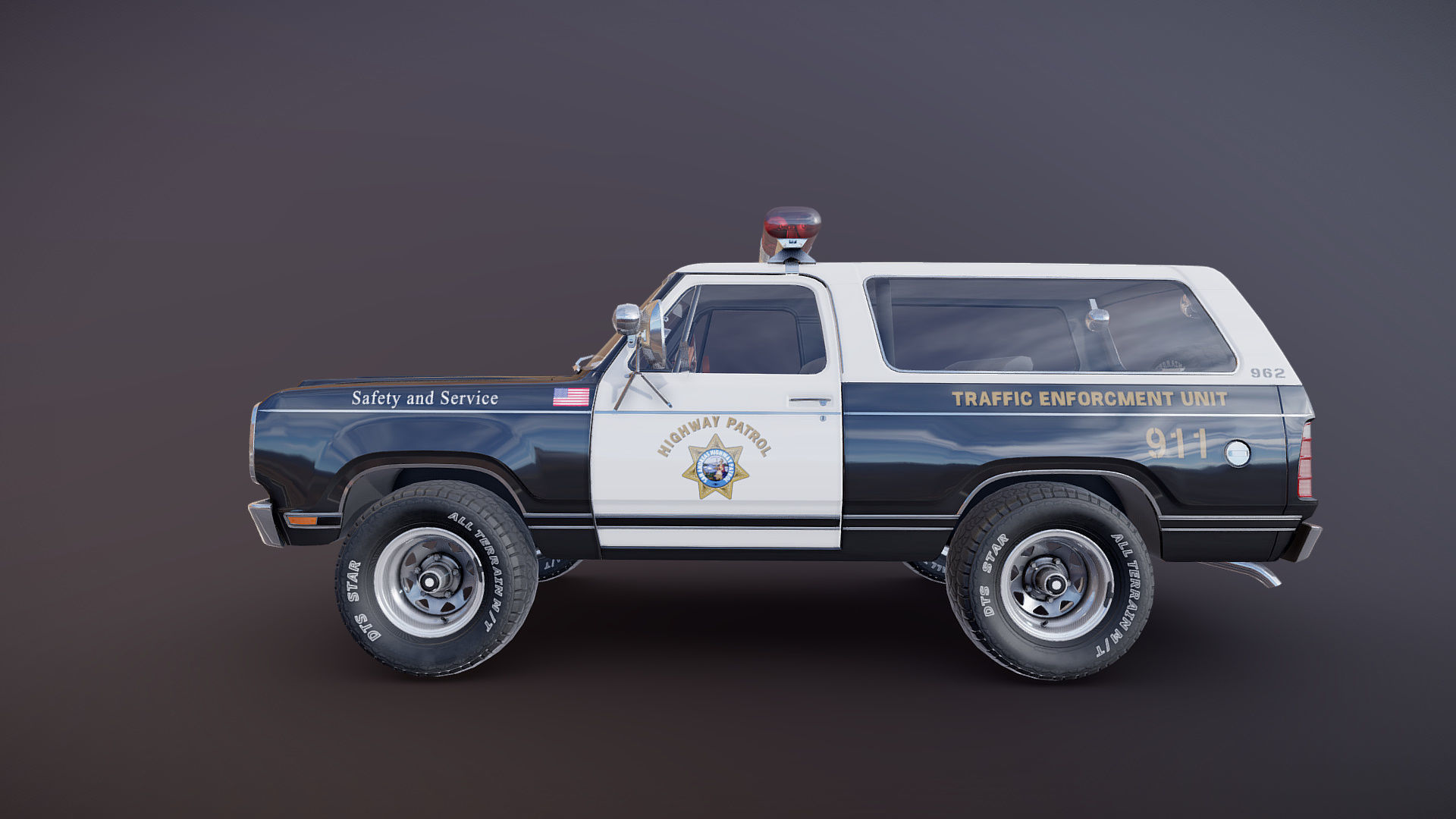 Dodge Ramcharger 1979 police car Low-poly 3D model_16