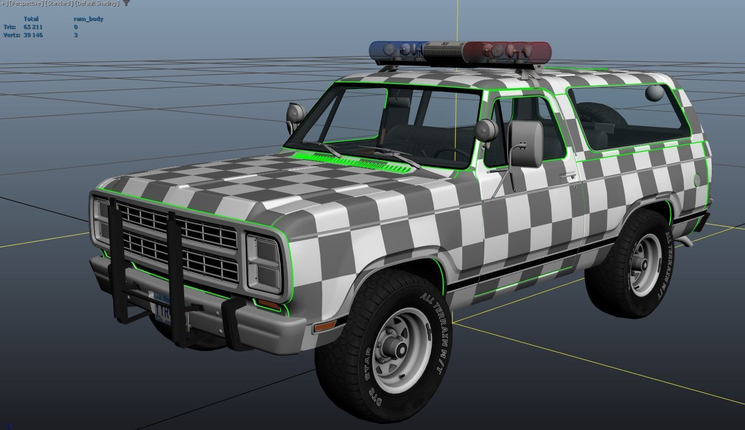 Dodge Ramcharger 1979 police car Low-poly 3D model_42