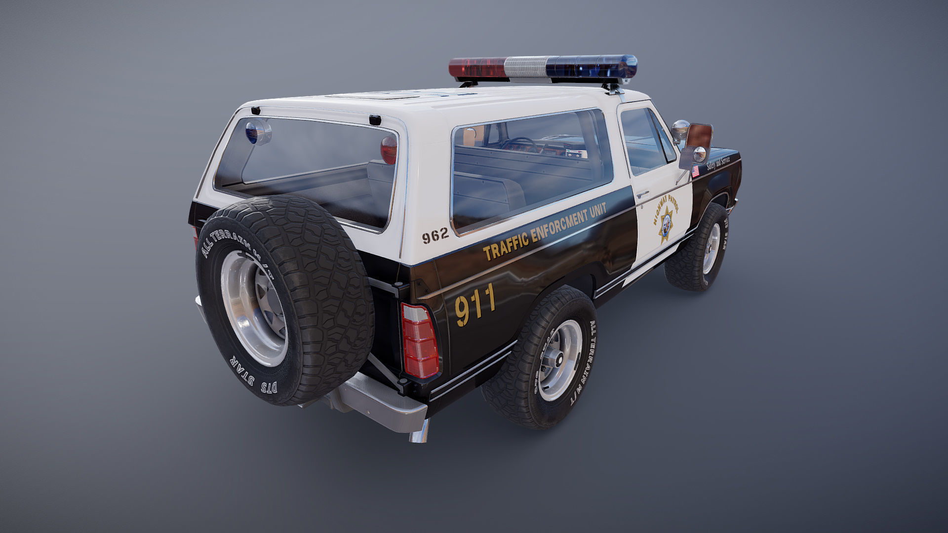 Dodge Ramcharger 1979 police car Low-poly 3D model_15