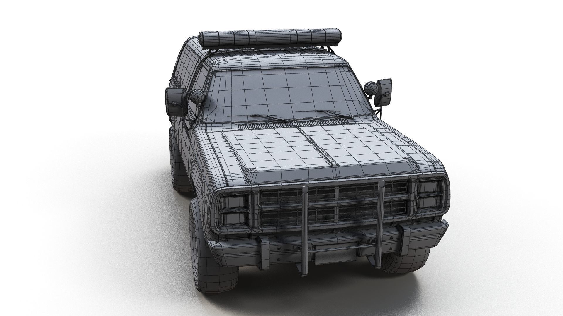 Dodge Ramcharger 1979 police car Low-poly 3D model_14