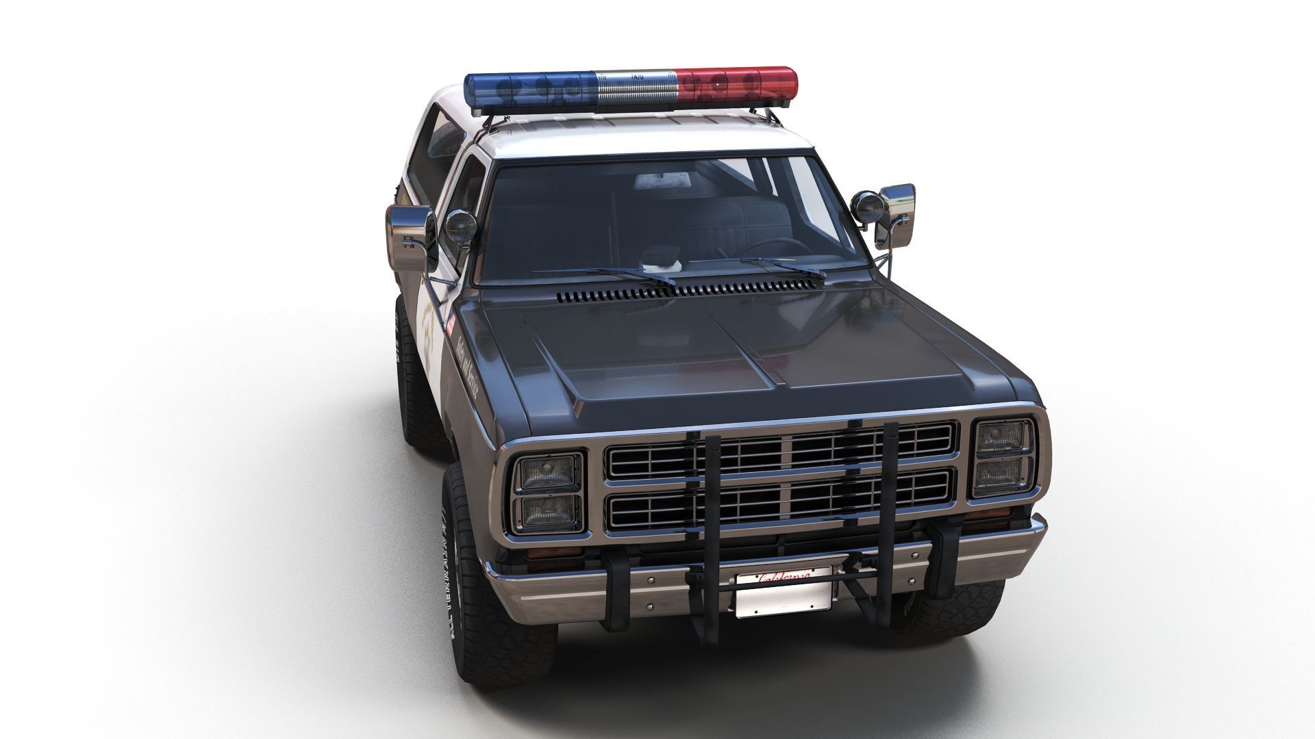 Dodge Ramcharger 1979 police car Low-poly 3D model_7