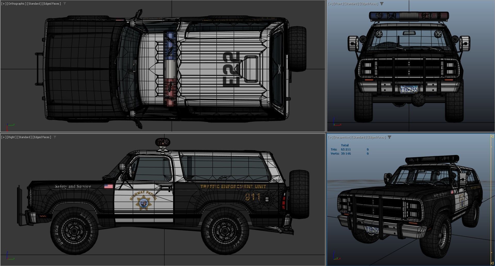 Dodge Ramcharger 1979 police car Low-poly 3D model_39