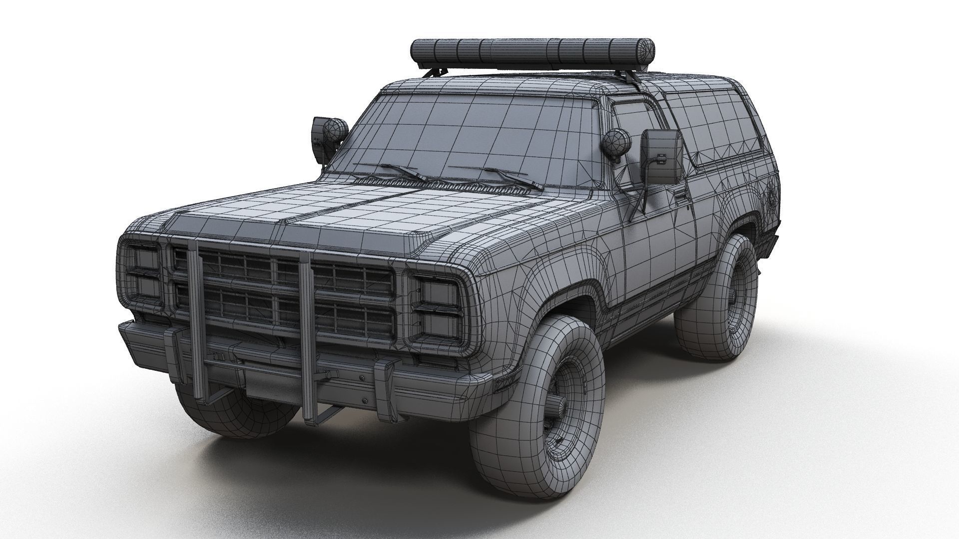 Dodge Ramcharger 1979 police car Low-poly 3D model_8