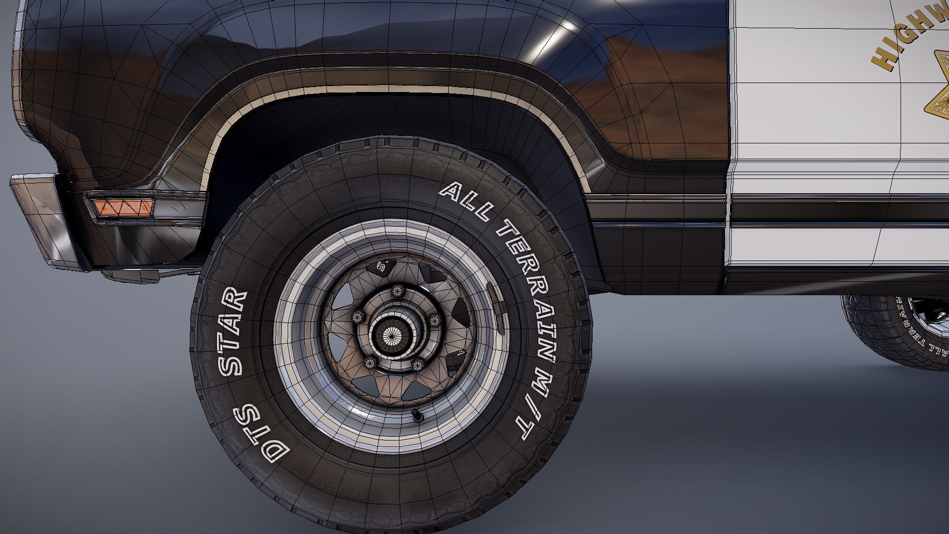 Dodge Ramcharger 1979 police car Low-poly 3D model_30